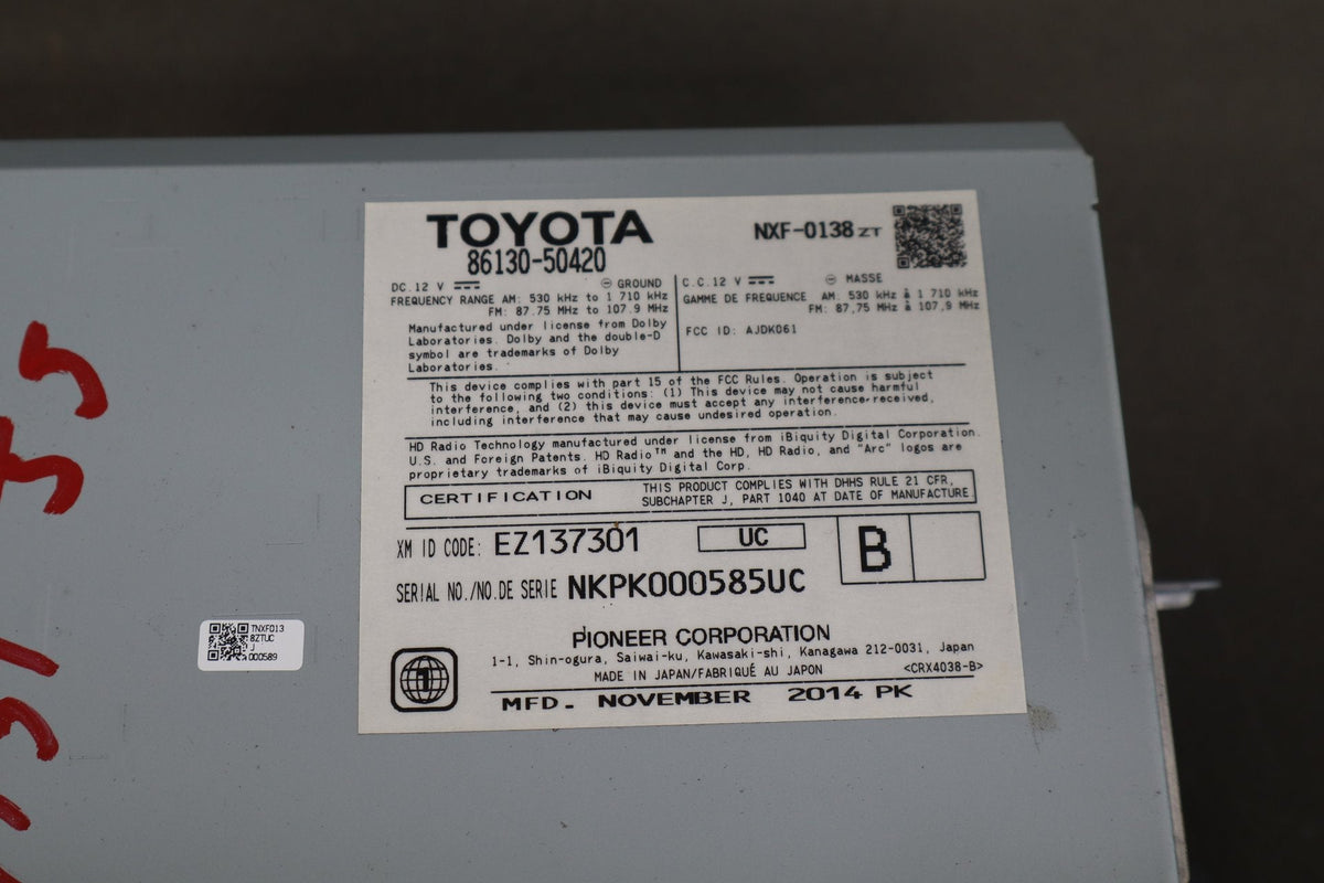 2013-2017 Lexus LS460 Radio Receiver Climate Panel 86130-50420 Silver (Untested)