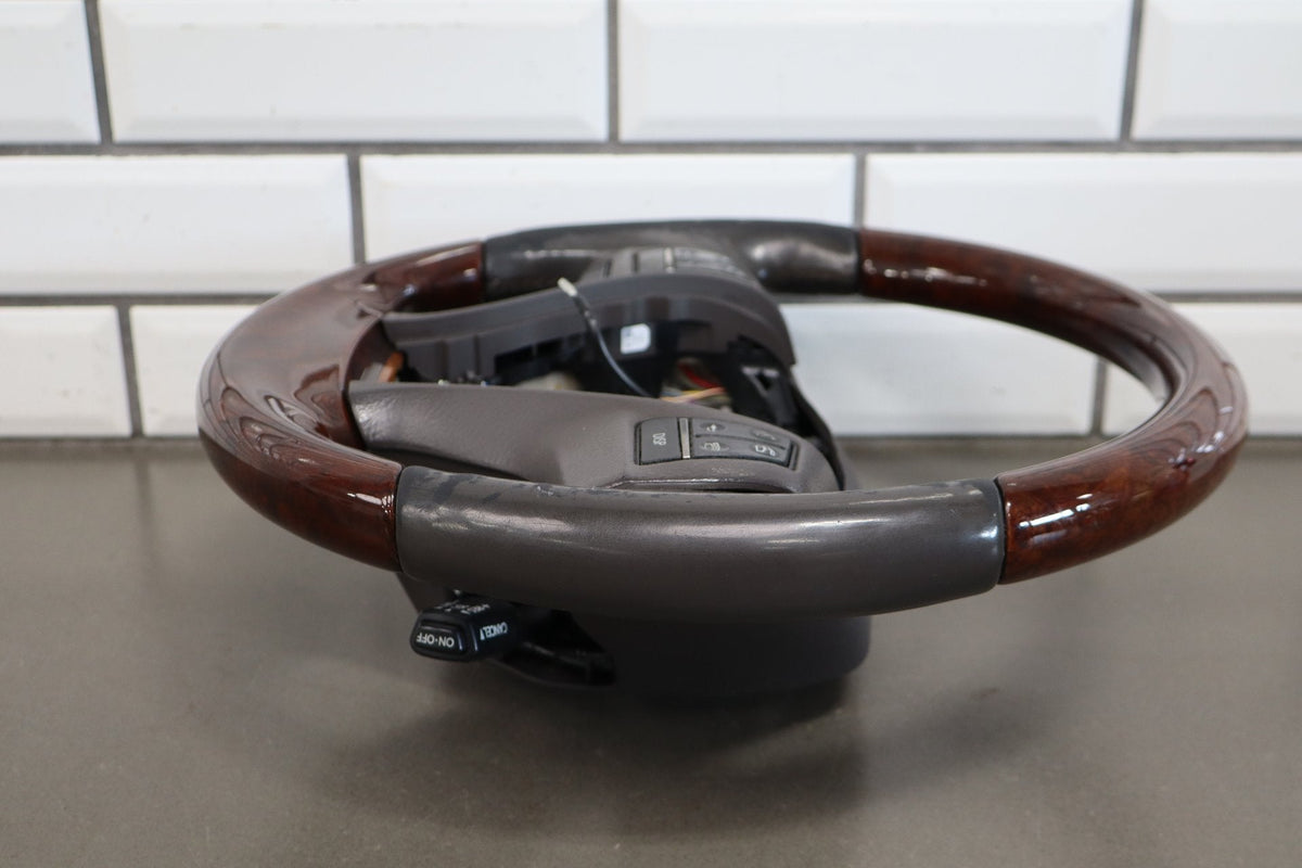 2013-2017 Lexus LS460 Wood Grain Leather Steering Wheel Parchment Walnut OEM