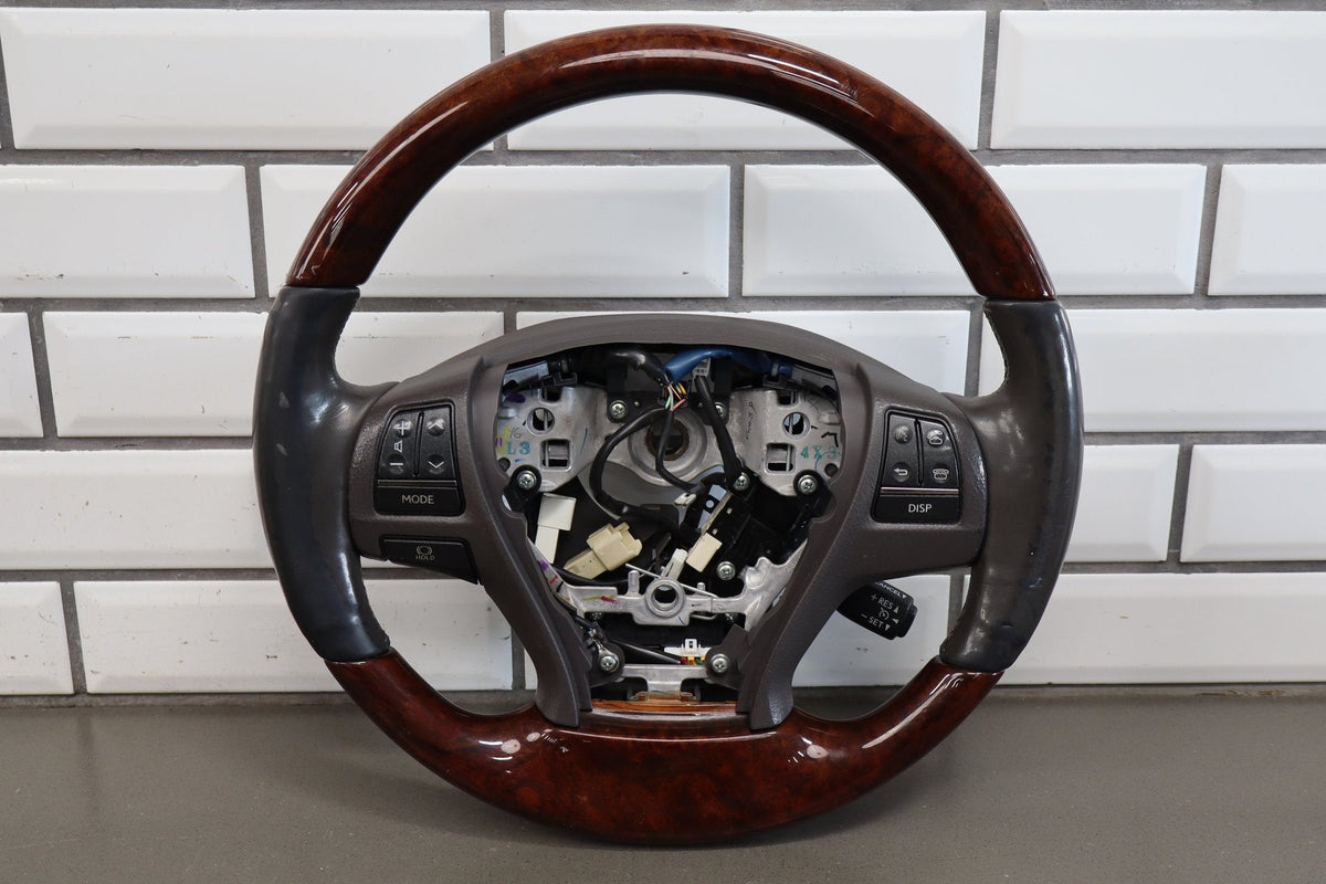 2013-2017 Lexus LS460 Wood Grain Leather Steering Wheel Parchment Walnut OEM