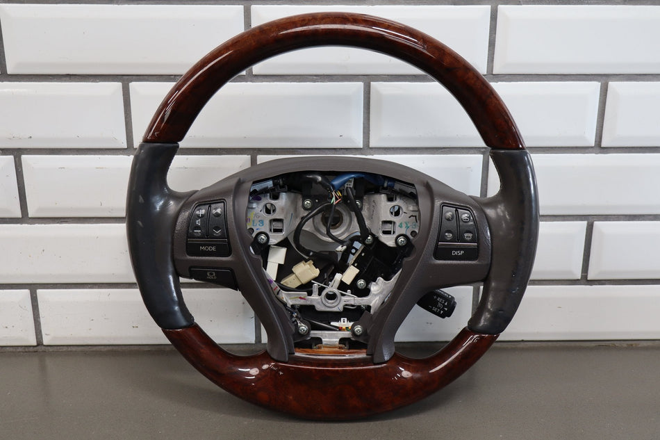 2013-2017 Lexus LS460 Wood Grain Leather Steering Wheel Parchment Walnut OEM