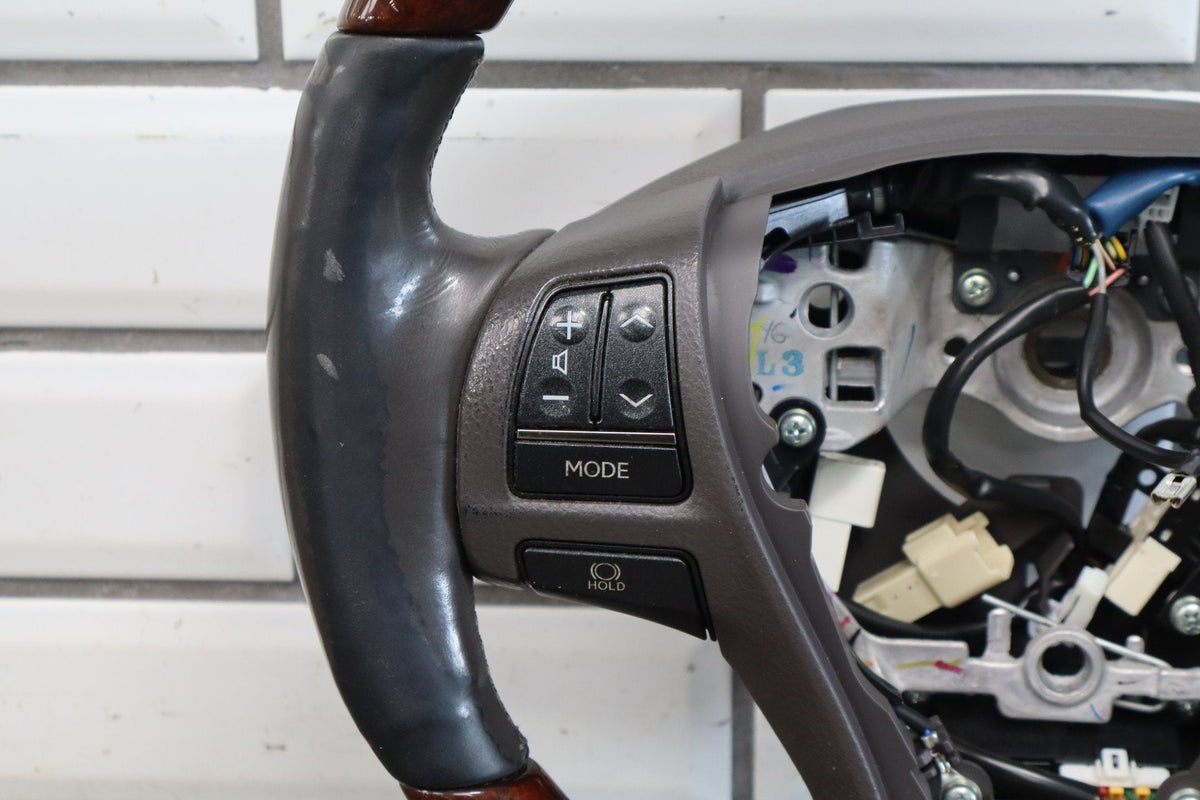 2013-2017 Lexus LS460 Wood Grain Leather Steering Wheel Parchment Walnut OEM