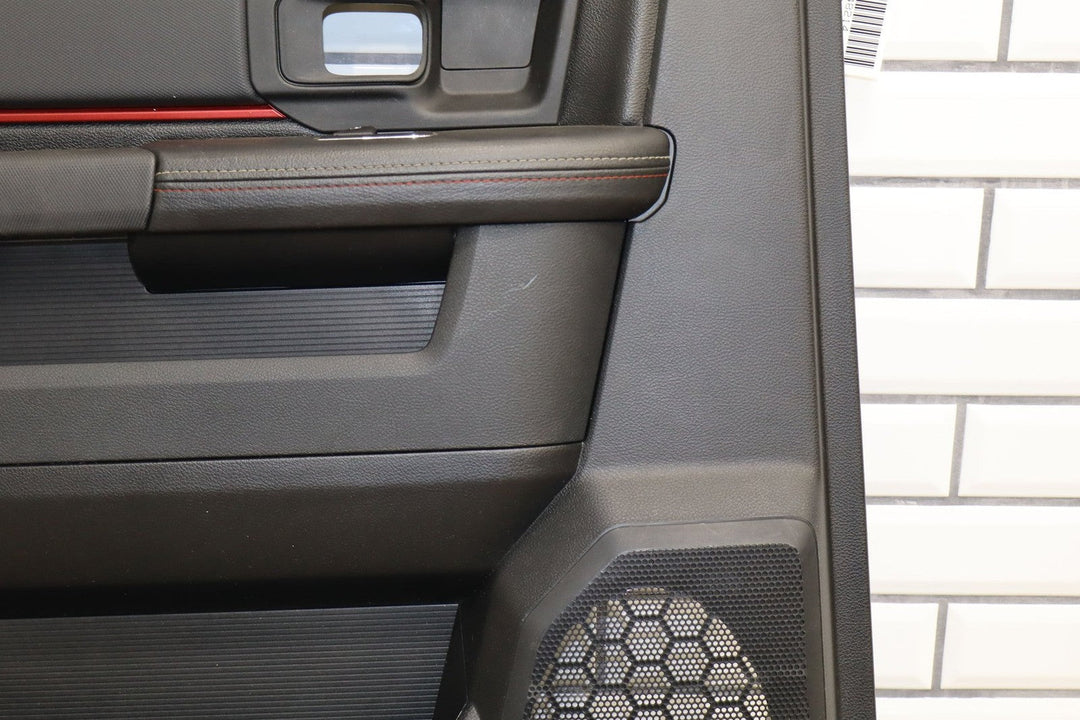 2013 - 2018 Dodge Ram Rebel Left Rear Interior Door Panel (Black / Red XR)