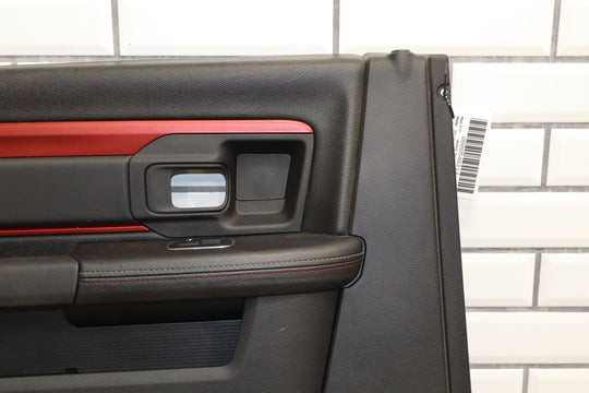 2013 - 2018 Dodge Ram Rebel Left Rear Interior Door Panel (Black / Red XR)
