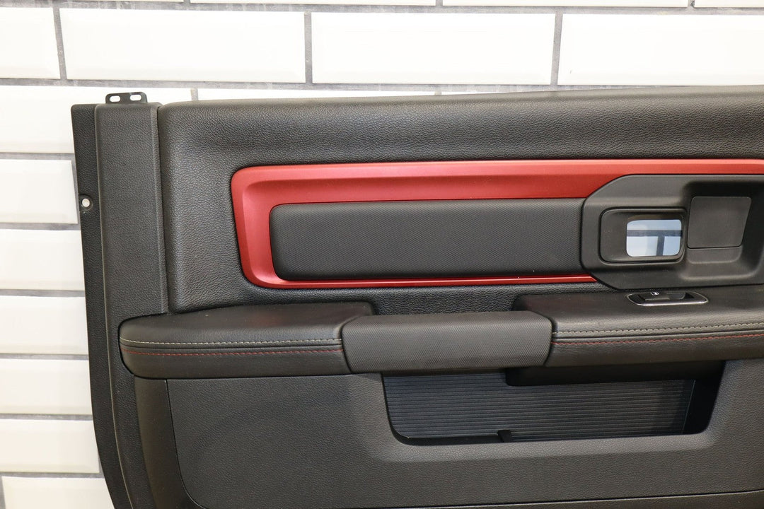 2013 - 2018 Dodge Ram Rebel Left Rear Interior Door Panel (Black / Red XR)