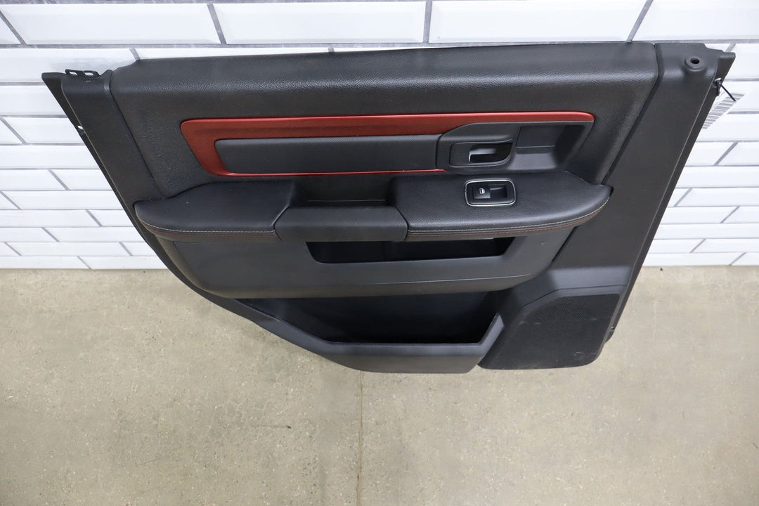 2013 - 2018 Dodge Ram Rebel Left Rear Interior Door Panel (Black / Red XR)