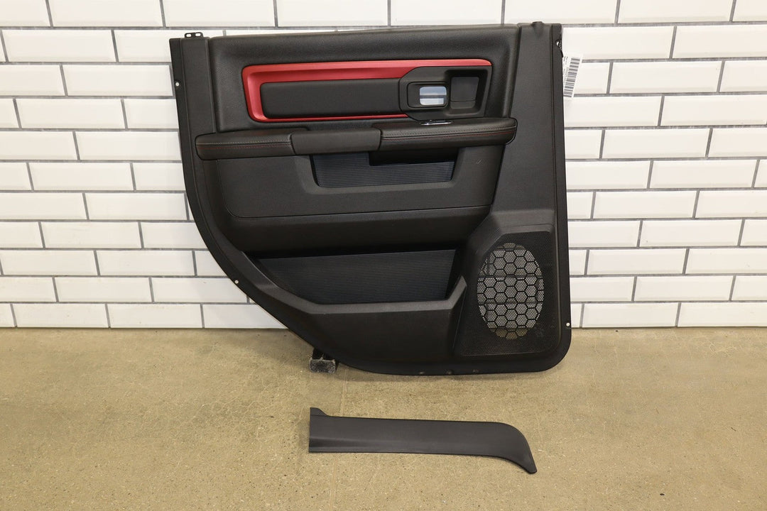 2013 - 2018 Dodge Ram Rebel Left Rear Interior Door Panel (Black / Red XR)