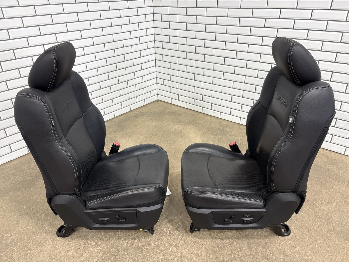 2013-2018 Ram 1500 Laramie Leather Heated/Vent Seats Set Black X9