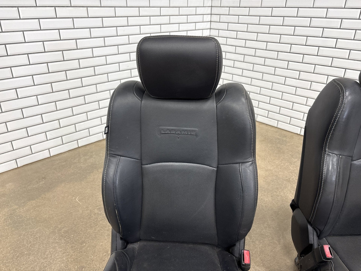 2013-2018 Ram 1500 Laramie Leather Heated/Vent Seats Set Black X9