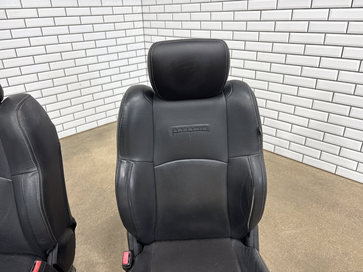 2013-2018 Ram 1500 Laramie Leather Heated/Vent Seats Set Black X9