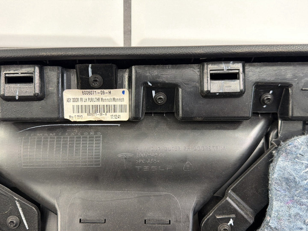 2013 Tesla Model S P85 Left Front Door Trim Panel Black