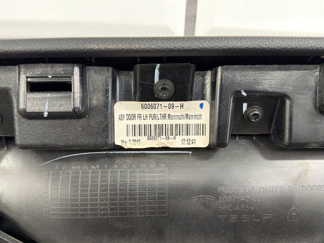 2013 Tesla Model S P85 Left Front Door Trim Panel Black