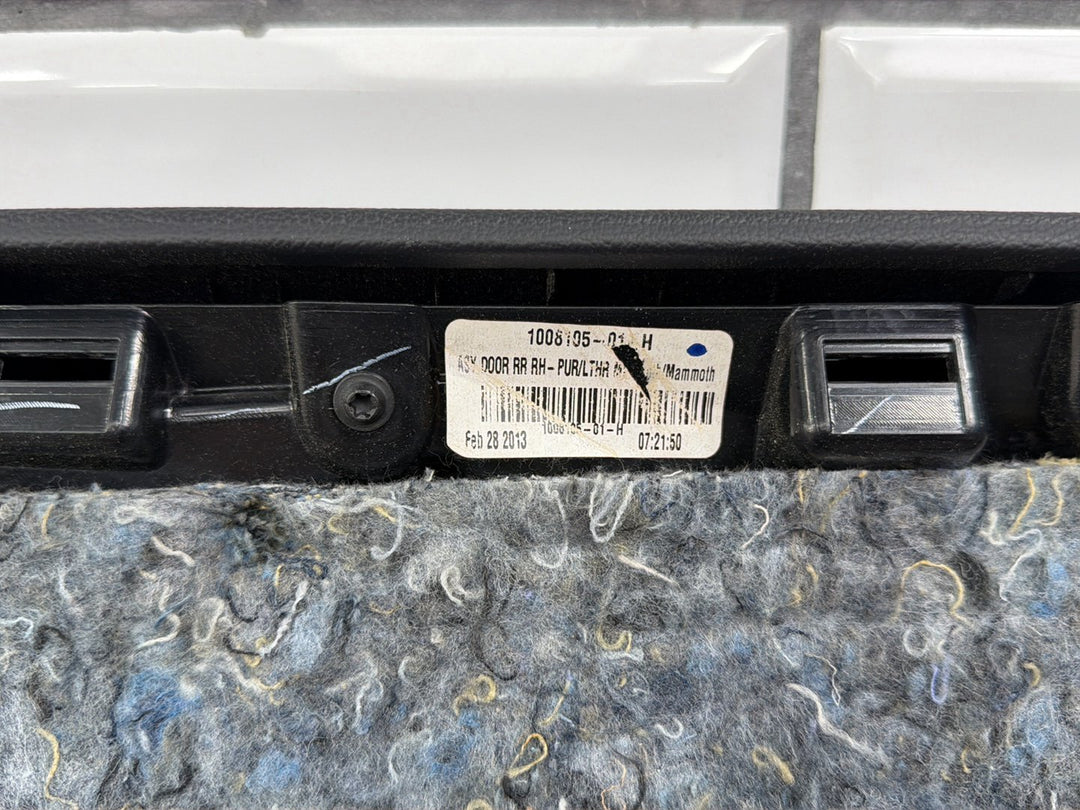 2013 Tesla Model S P85 Right Rear Door Trim Panel Black