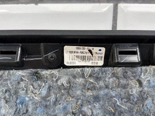 2013 Tesla Model S P85 Right Rear Door Trim Panel Black