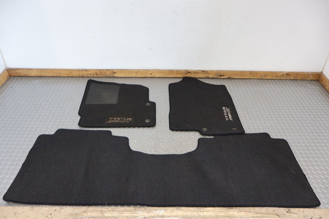 2016 - 2018 Nissan Titan XD Crew Cab OEM Cloth Floor Mat Set of 3 (Black G)