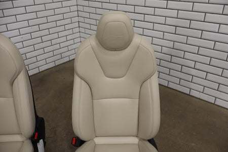 2016-2021 Tesla Model X 5 Passenger Cream Leather Seat Set Front/Rear OEM