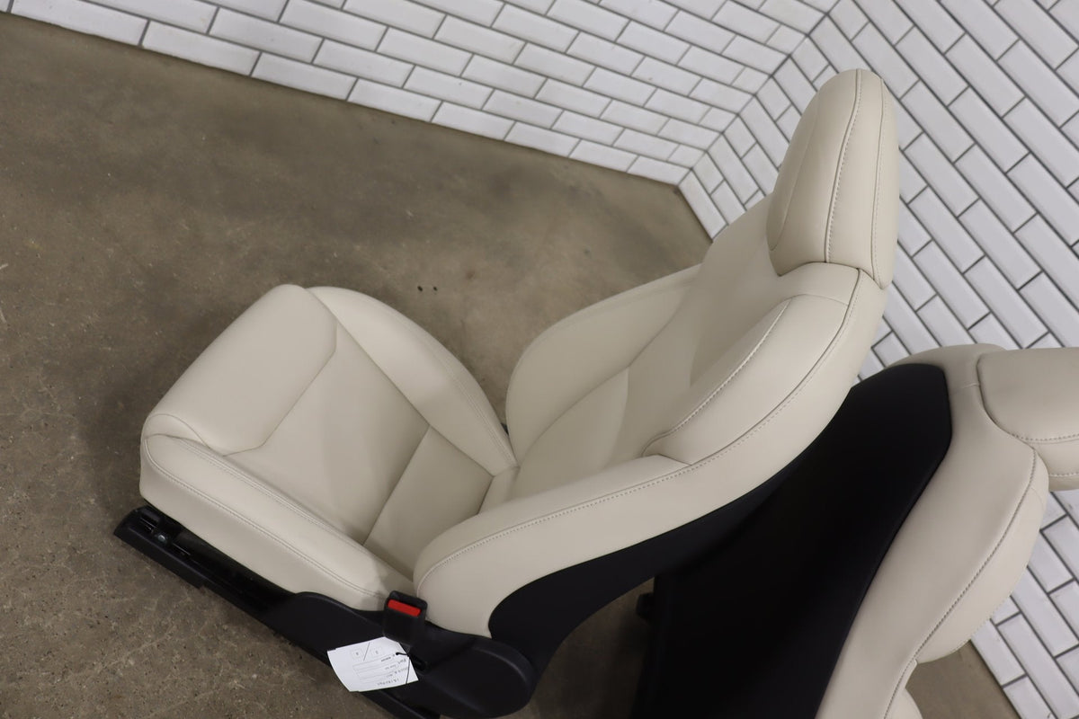 2016-2021 Tesla Model X 5 Passenger Cream Leather Seat Set Front/Rear OEM