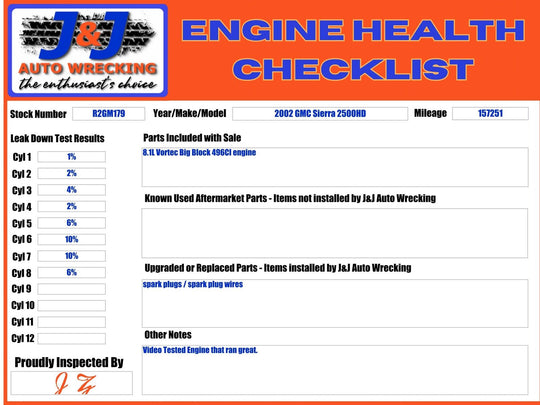 2001-2003 Chevy GMC Silverado Sierra 8.1L Engine (L18) Video Tested 157k