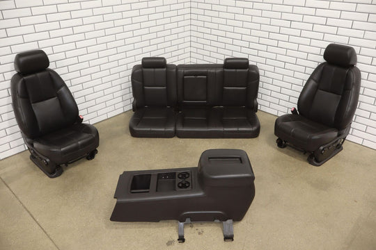 2012-2013 Chevy Silverado Crew Cab Complete Black Leather Seat Set with Console