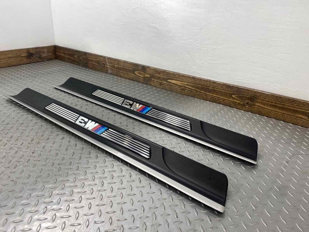 01-06 BMW E46 M3 Convertible Pair LH&RH Door Sill Entry Plates (Black/Aluminum)