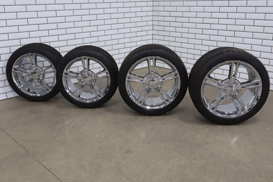 C7 Corvette Set (4) Staggered 18x8.5 & 19x10 Chrome Wheels & Tires 