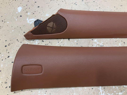 03-10 Bentley Continental GT Driver & Passenger Pair of A Pillar Trims (Brown)