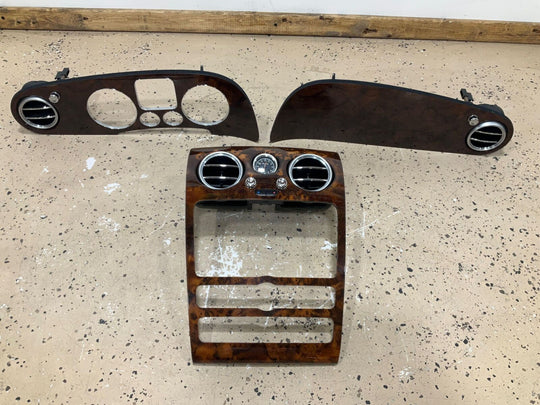 03-10 Bentley GT Dash Trim Kit W/Clock & Vents (3PC) Woodgrain (See Notes) OEM