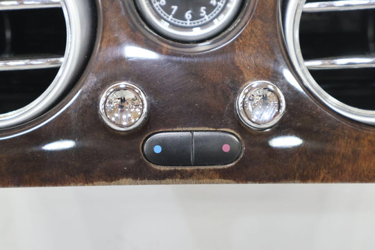 06-12 Bentley Flying Spur Radio Trim Bezel W/Vents/Clock (Woodgrain) Tested