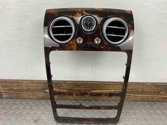 06-12 Bentley Flying Spur Radio Trim Bezel W/Vents/Clock (Woodgrain) Tested