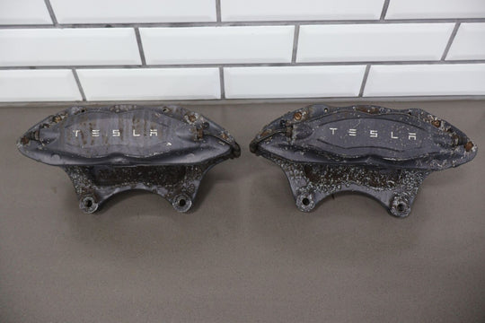 16-20 Tesla Model X Pair LH&RH Front Brembo 4 Piston Brake Calipers (61K Miles)