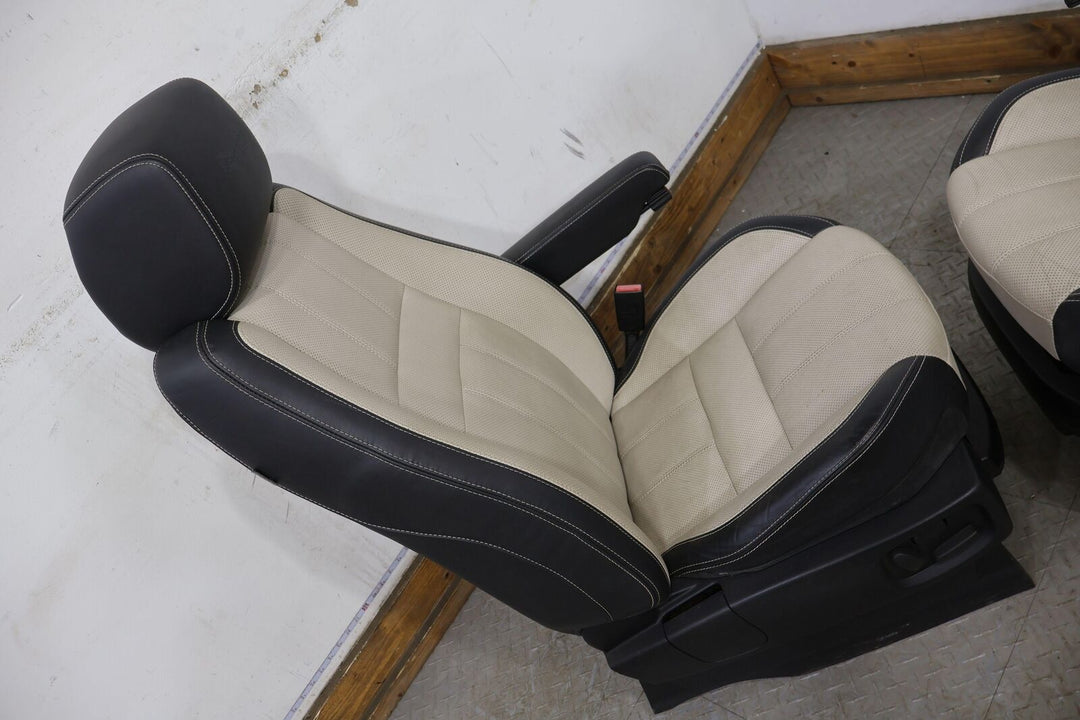 10-13 Range Rover Sport Leather OEM Seat Set (Ivory & Ocean) W/ TV Headrests