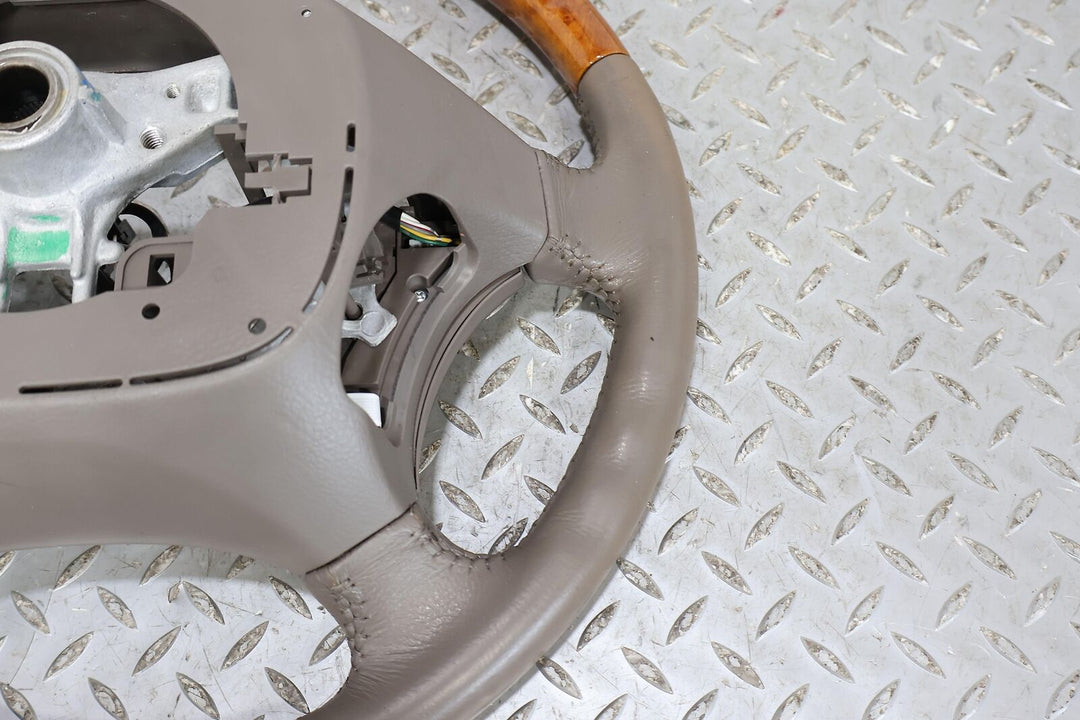 06-07 Lexus GX470 Leather Steering Wheel (Beige/Woodgrain) Heavy Wear