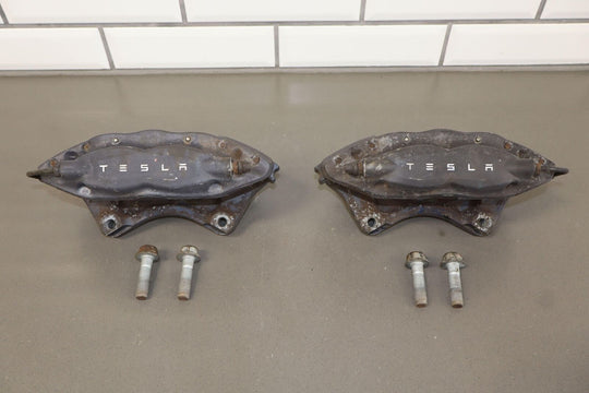 12-20 Tesla Model S Pair LH&RH Rear OEM Brake Calipers (Gray) 90K Miles