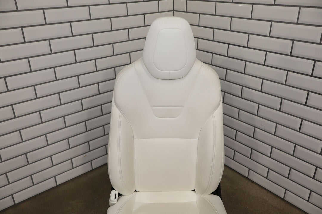 2016-2020 Tesla Model X Front Left Leather Bucket Seat (White UWT) Power Tested