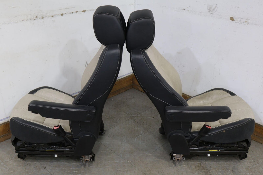 10-13 Range Rover Sport Leather OEM Seat Set (Ivory & Ocean) W/ TV Headrests