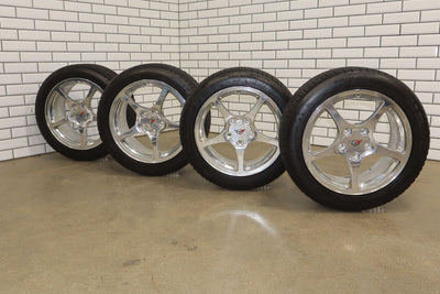 2000-2004 Corvette Set of 4 Staggared Wheels & Michelin Tires High Polished QF5