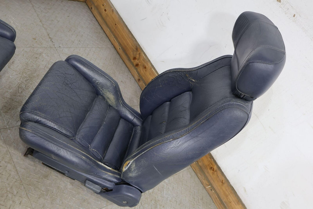 89-91 Mazda RX7 FC Convertible Pair LH&RH Leather Bucket Seats (Blue) Heavy Wear