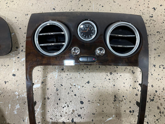 03-10 Bentley GT Dash Trim Kit W/Clock & Vents (3PC) Woodgrain (See Notes) OEM