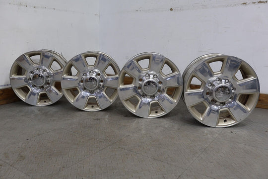 14-18 Ram 2500 18x8 OEM 6 Spoke Wheels Set of 4 (Polished Silver/Gold) Curb Rash