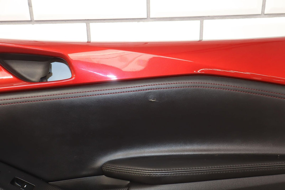 2016-2018 Mazda Miata ND Front Right Door Trim Panel (Black Leather/Red Stitch)