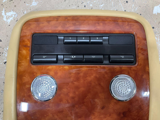 03-10 Bentley Continental GT Front Overhead Console Leather (Tan/Woodgrain)