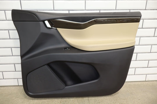 2016-2020 Tesla Model X Right RH Front Interior Door Trim Panel (Black / Tan)