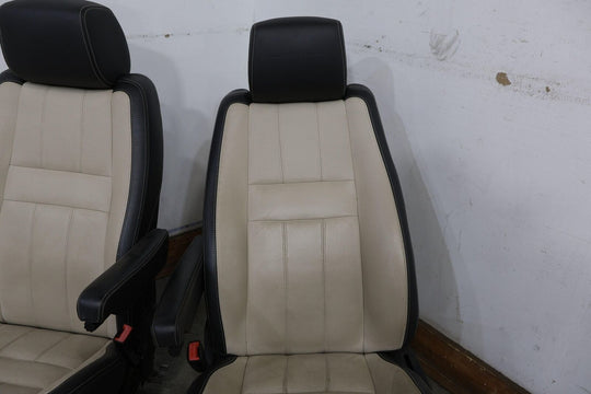 10-13 Range Rover Sport Leather OEM Seat Set (Ivory & Ocean) W/ TV Headrests