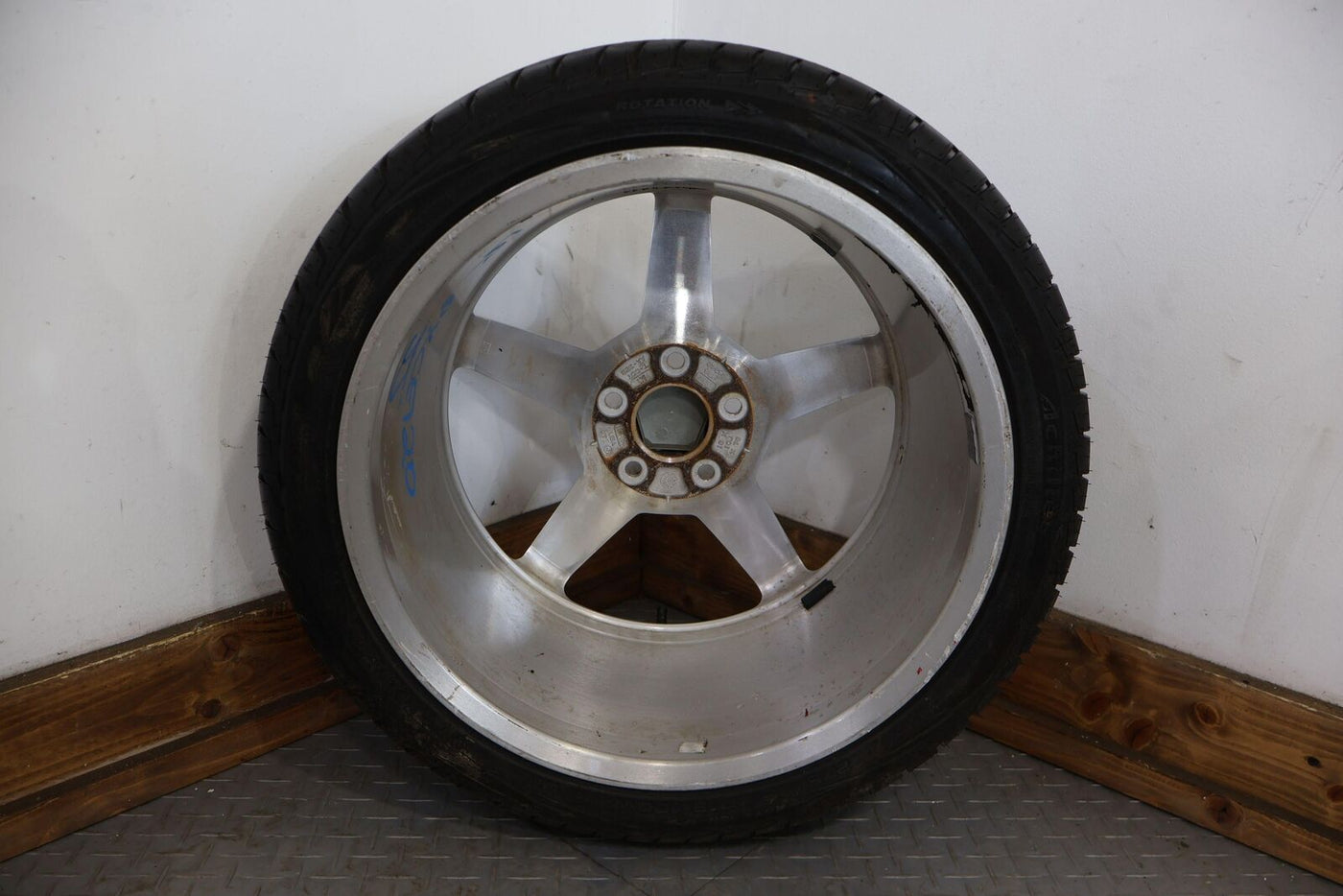 Chevy C6 Corvette Staggered 5 Spoke Wheel Set 18x8 & 19x10 W/Tires (Curb Rash)