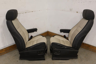 10-13 Range Rover Sport Leather OEM Seat Set (Ivory & Ocean) W/ TV Headrests