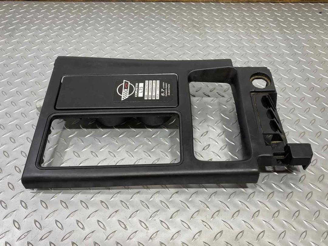 90-96 Chevy C4 Corvette ZR-1 Upper Console Trim W/Cupholder (Black 19i) No Lid