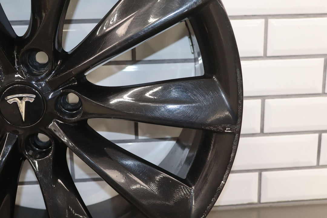 2012-2020 Tesla Model S 21x9 Rear 10 Spoke Black Wheel/Rim (Mild Bend)