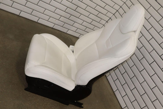 2016-2020 Tesla Model X Front Left Leather Bucket Seat (White UWT) Power Tested