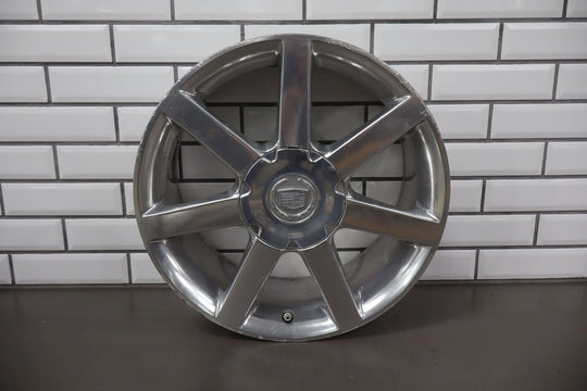 04-08 Cadillac XLR Single (1) 18x8 Polished 7 Spoke Wheel W/Center Cap *CurbRash