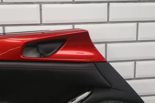 2016-2018 Mazda Miata ND Front Left Door Trim Panel (Black Leather/Red Stitch)