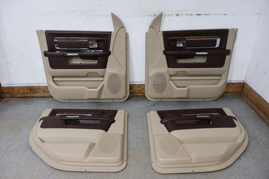 13-18 Ram 1500 Longhorn Southfork Door Trim Panels Set of 4 (Light Frost/Brown)